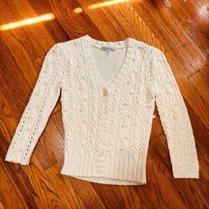 Intuitions Cream Ivory Popcorn Knit Cardigan – Size Small